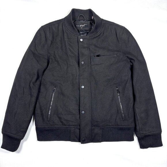 Black Rivet Black Wool Blend Insulated Bomber Utility Jacket Mens Medium - Picture 1 of 12